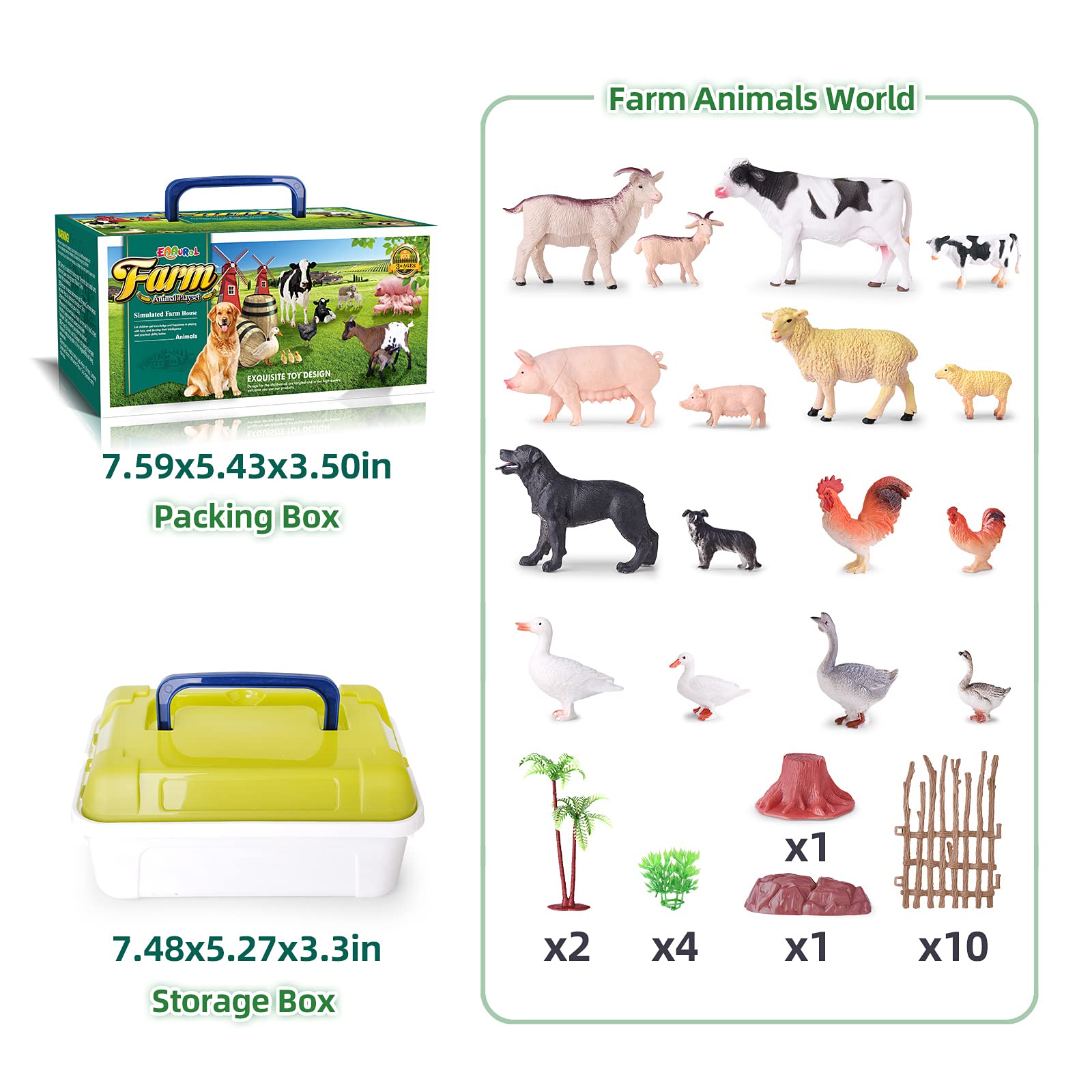 EnAuRoL 35 PCS Farm Animals Toys for Toddlers 3 Years Old Boys and Girls Realistic Animal Figures Playsets Toys for Kids 3~8 Christmas Birthday Gift