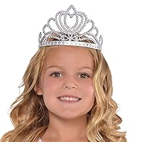 Princess Tiara Silver - One Size Fits Most Child (Pack Of 1) - Sparkling Plastic Party Accessory