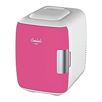 Cooluli Skincare Mini Fridge for Bedroom - Car, Office Desk & Dorm Room - Portable 4L/6 Can Electric Plug In Cooler & Warmer for Food, Drinks, Beauty & Makeup, 12v AC/DC & Exclusive USB, Fuchsia