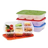 EasyLunchboxes® - Patented Design Bento Lunch Boxes - Reusable 5-Compartment Food Containers for School, Work, and Travel, Set of 4 (Classic)