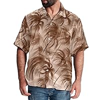 Hawaiian Shirt for Men Casual Button Down, Quick Dry Holiday Beach Short Sleeve Shirts Palm Coconut Tree,S