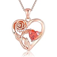 Infinity Rose Flower Heart Necklaces for Women 925 Sterling Silver Anniversary Jewelry for Her Love Gifts for Wife Girlfriend Sister Grandma Mom Daughter Mothers Day Valentines Birthday Christmas Rose Gold Jewelry Birthstone Pendant
