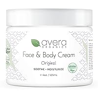 Natural Face and Body Cream Moisturizer – Organic Aloe Vera – Lotion for Dry Skin Eczema Psoriasis (4 ounces)