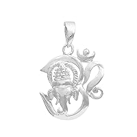 925 Sterling Silver Om Ganesha Indian Idol Religious Pendant