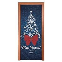 ALAZA Red Bow and Christmas Tree Door Cover Washable Durable Door Decoration for Home Indoor Outdoor Party Decor 32x79 Inches