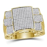 The Diamond Deal 10kt Yellow Gold Womens Round Diamond Symmetrical Square Cluster Ring 3/4 Cttw