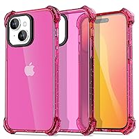 AICase Neon Hot Pink Bounce Case Compatible with iPhone 15, Impact Clear Shockproof Cute Girly Teen Girl Women Trendy Preppy Summer Retro Colorful Aesthetic Protective Phone Cover