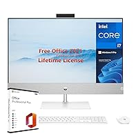 HP Pavilion 27-inch All-in-One Desktop Computer - with Microsoft Office Lifetime License, CPU i7-13700T(up to 4.9Ghz), NVIDIA RTX 3050, 64GB RAM, 4TB SSD, 1TB HDD, Webcam, Wi-Fi 6, Win 11 Pro