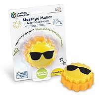 Learning Resources Message Maker Recordable Button Sunshine - Record Motivational Messages for Kids, Perfect for Lunch Box Notes from Mom, Social Emotional Learning Toys