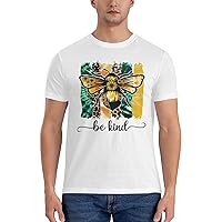 Men's Cotton T-Shirt Tees, Sunflower Be Kind Graphic Fashion Short Sleeve Tee S-6XL