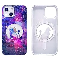 Magnetic Case for iPhone 13 Mini 5.4 inch Compatible with MagSafe Charging Soft TPU Bumper Slim Shockproof Protective Cute Cover (Nebula Galaxy Cat)