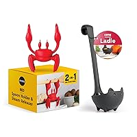 Bundle of 2 - OTOTO Red the Crab Silicone Utensil Rest & NEW!! Katie Cat Soup Ladle by OTOTO - Black Cat