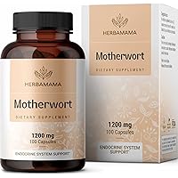 HERBAMAMA Motherwort Capsules - Organic Motherwort Herb Pills - Vegan Supplement - 1200 mg - 100 Caps