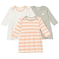 Amazon Essentials Baby Girls' Long-Sleeve Dress, Pack of 3