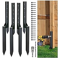 Fence Post Repair Steel Stakes: Anchor Ground Spike 4 Pack Support Bracket for Wood Fence Mender Kit