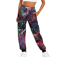 FUPODD Jogging Bottoms Women's Baggy Airy Colourful Sports Trousers Women's Long with Drawstring Outdoor Trousers Stretch Streetwear Wide Training Trousers Black Hiking Trousers Autumn