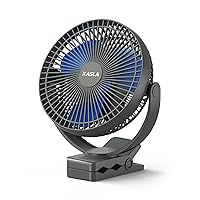 xasla 10000mAh Portable Rechargeable Clip on Fan, 8 inch Battery Operated Fan, 24 Hours Work Time, 4 Speeds Personal Fan, Ideal for Outdoor Camping Golf Cart Home Office Blue