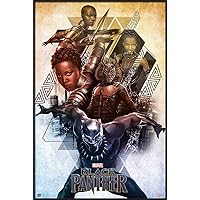 POSTER STOP ONLINE Black Panther - Framed Marvel Movie Poster/Print (Character Collage) (Size 24