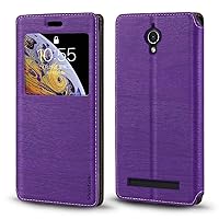 Asus Zenfone GO ZC451TG Case, Wood Grain Leather Case with Card Holder and Window, Magnetic Flip Cover for Asus Zenfone GO ZC451TG
