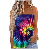 Tube Tops for Women Off Shoulder Tops Strapless Tank Top Bandeau Sleeveless Shirts Summer Vacation Tube Tops