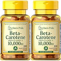 Beta-Carotene 10,000 IU Softgels, 100 Count (Pack of 2)