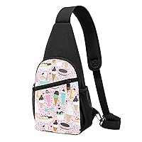 Sweet Ice Cream Crossbody Chest Bag, Casual Backpack, Small Satchel, Multi-Functional Travel Hiking Backpacks