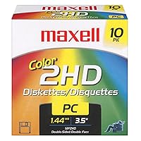 Maxell 3.5 1.44MB IBM MF2HD High Density Preformatted Disk (10-Pack, Assorted Colors)