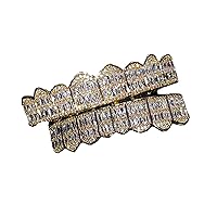 14k Plated Joker Gold Grillz for Mouth Top Bottom Hip Hop Teeth Grills for Teeth Mouth Grillz for Mouth Top Bottom Hip Hop 8 Teeth Grills for Teeth Mouth Set - Grillz, Teeth Cap, Iced Out Grillz)