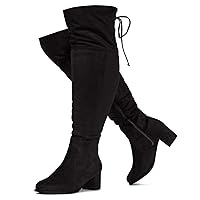 RF ROOM OF FASHION Women's Wide Calf Wide Width Block Heel Stretchy Over The Knee Boots - Plus Size Friendly