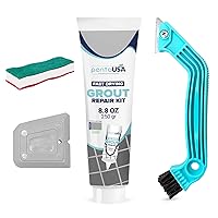 PentaUSA Grout - Tile Grout Repair Kit with Grout Removal Tool, Premix Grout Bundle Set with Remover Saw, Sponge and Cleaner (8.8 Oz - 250gr) (Grey)