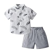 Toddler Infant Baby Boy Clothes Summer Short Sleeve Button Down Shirt Tops Shorts Outfit Set