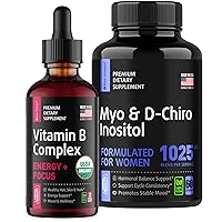 S RAW SCIENCE Energy and Metabolism - Hormone Balance, Ovarian Support & Energy Supplements - Fertility Supplements Myo & D-Chiro Inositol 100060pcs and Liquid Vitamin B Complex 2oz
