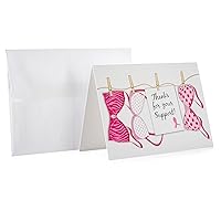 Fundraising For A Cause Breast Cancer Awareness Pink Ribbon Note Cards - Breast Cancer Thank You Cards with Envelopes (12 Pack)