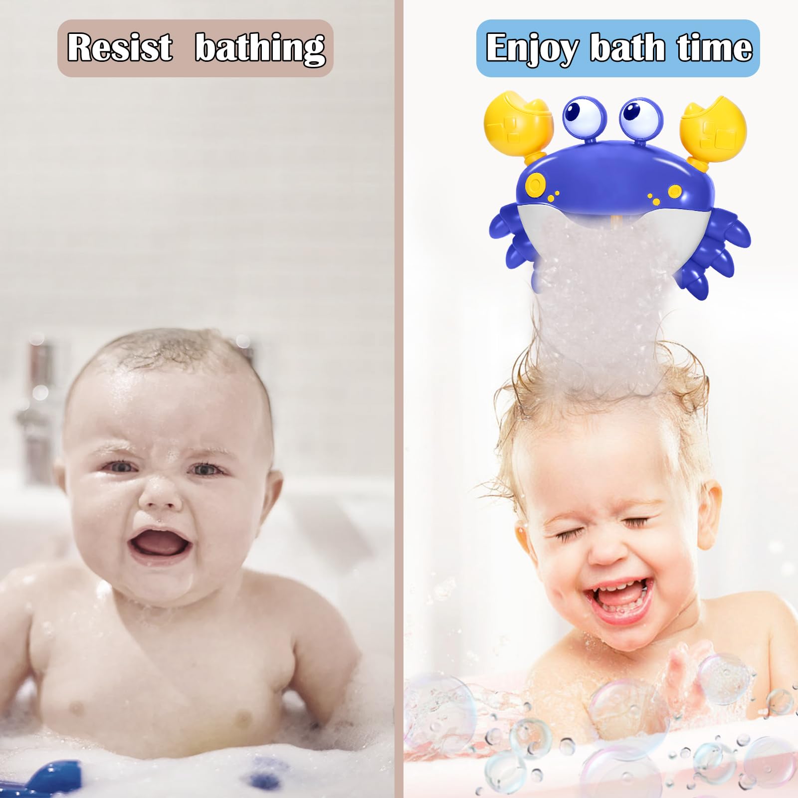 Bath Toys for Toddlers : Baby Bath Toys, Crab Bath Toys, Bubble Machine for Toddlers , Musical Toys for Toddlers , Toddler Bath Toys, Baby Boy Gifts,Baby Gifts for Girls,Battery Operated Blue