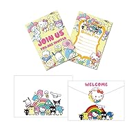 Pack of 12 Kitty Invitation Cards Postcard Kuromi Birthday Card Party Invitations for Girl Kid Greeting Card with Envelopes for All Occasions 4.25x5.9Inch(10.8x15.2cm)
