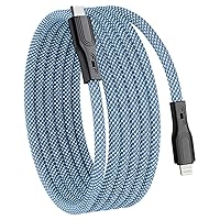 USB C to Lightning Cable, 5ft Magnetic Coiled iPhone Charger Fast Charging 30W(3A), Braided Type C iPhone Charging Cord, MFi Certified Compatible with iPhone 14 13 12 11 Pro Max Xs