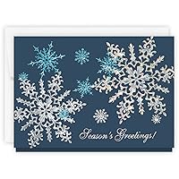 25 Count Card Pack, Christmas Cards with Foil Lined Envelopes (Midnight Snowflake Sparkle), For Business or Consumer
