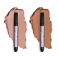 Julep Eyeshadow 101 Crème to Powder Waterproof Eyeshadow Stick Duo, Hazelnut Matte and Putty Matte