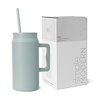Simple Modern 50 oz Mug Tumbler with Handle and Straw Lid, Reusable Insulated Stainless Steel Large Travel Jug Water Bottle Gifts for Women Men Him Her Trek Collection, 50oz, Sea Glass Sage