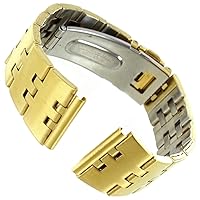 18mm Hirsch Brushed Gold Puzzle Design Band Clasp Mens Watch Band 5701