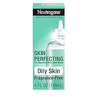 Neutrogena Skin Perfecting Daily Liquid Facial Exfoliant with 7% Glycolic/Citric Acid Blend for Oily Skin, Smoothing & Clarifying Leave-On Face Exfoliator, Oil- & Fragrance-Free, 4 fl. oz