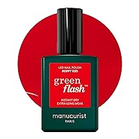 Manucurist Green Flash LED Gel Nail Polish - Poppy Red - 12-Free, Bio-Sourced (84%) Nail Polish - Made in France - 0.5 fl oz