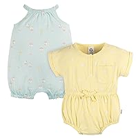 Gerber baby-girls Sleeveless and Short Sleeve Romper Set