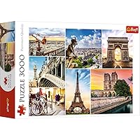 TREFL 3000 Piece Jigsaw Puzzle, Magic of Paris Collage, France, Eiffel Tower, Arc De Triomphe, Notre Dame Cathedral, Photography Puzzle, Adult Puzzles, Trefl 33065,Multi-Color