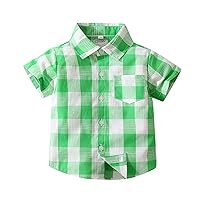 Long Tee Shirt Toddler Boys Short Sleeve Fashion Plaid Shirt Tops Coat Outwear for Boys Clothing Boys Cut Off