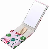 Kyoyu Hand Mirror, Folding, Compact, Etiquette, Portable, Toothpick Included, Japanese Pattern, Stylish Mirror, Strawberry Yumeji