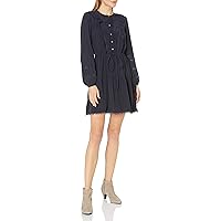 Lucky Brand Women's Parker Long Sleeve Ruffle Fit and Flare Dress