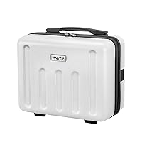 AnyZip Cosmetic Travel Case Hard Shell Portable Small Makeup Suitcase Hand Luggage Carrying Bag 14Inch White