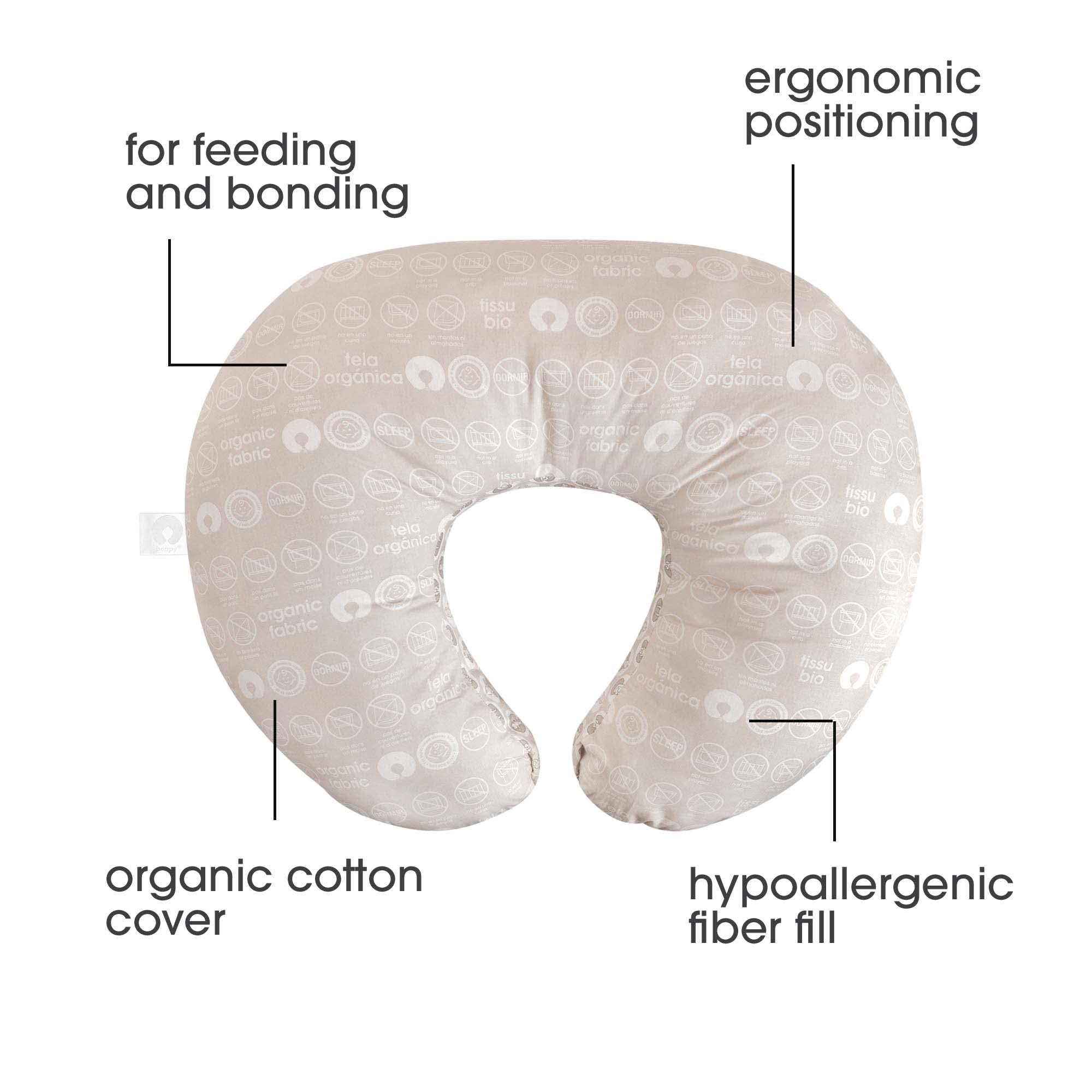 Boppy Nursing Pillow Organic Bare Naked Original Support, Boppy Pillow Only, Nursing Pillow Cover Sold Separately, Nursing Essentials for Bottle and Breastfeeding, with 100% Organic Cotton Fabric