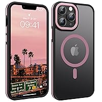 YINLAI Case for iPhone 13 Pro Max 6.7-Inch, Magnetic [Compatible with Magsafe] Supports Wireless Charging Slim Translucent Matte Men Women Girl Shockproof Protective Back Phone Cover, Black/Pink